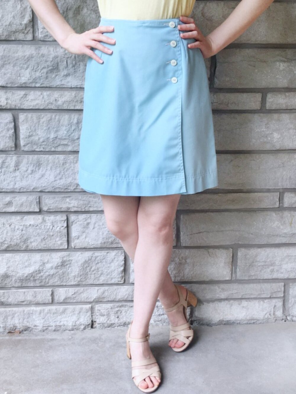 1970s Vintage Pale Blue Skort